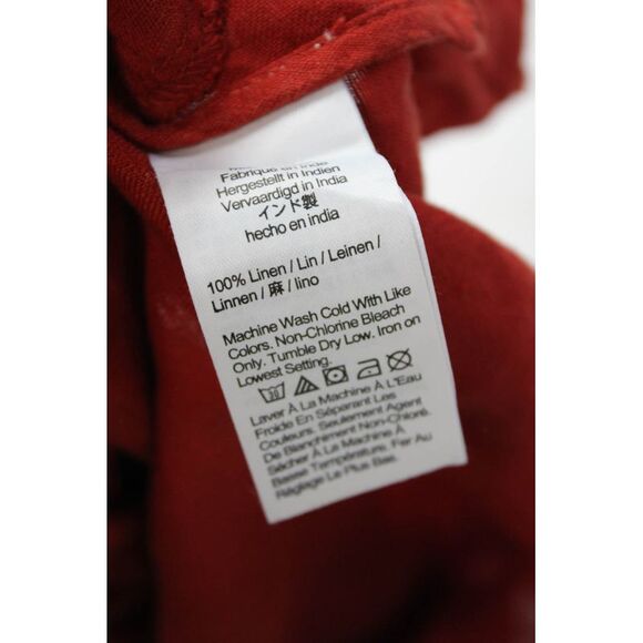 J Crew Womens Button Front Short Sleeve Collared Linen Shirt Dress Red Size XSP - Picture 5 of 5